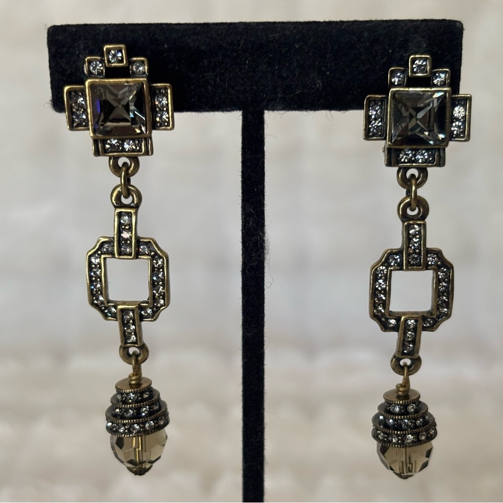 Heidi Daus Gold and  Crystal Drop Earrings